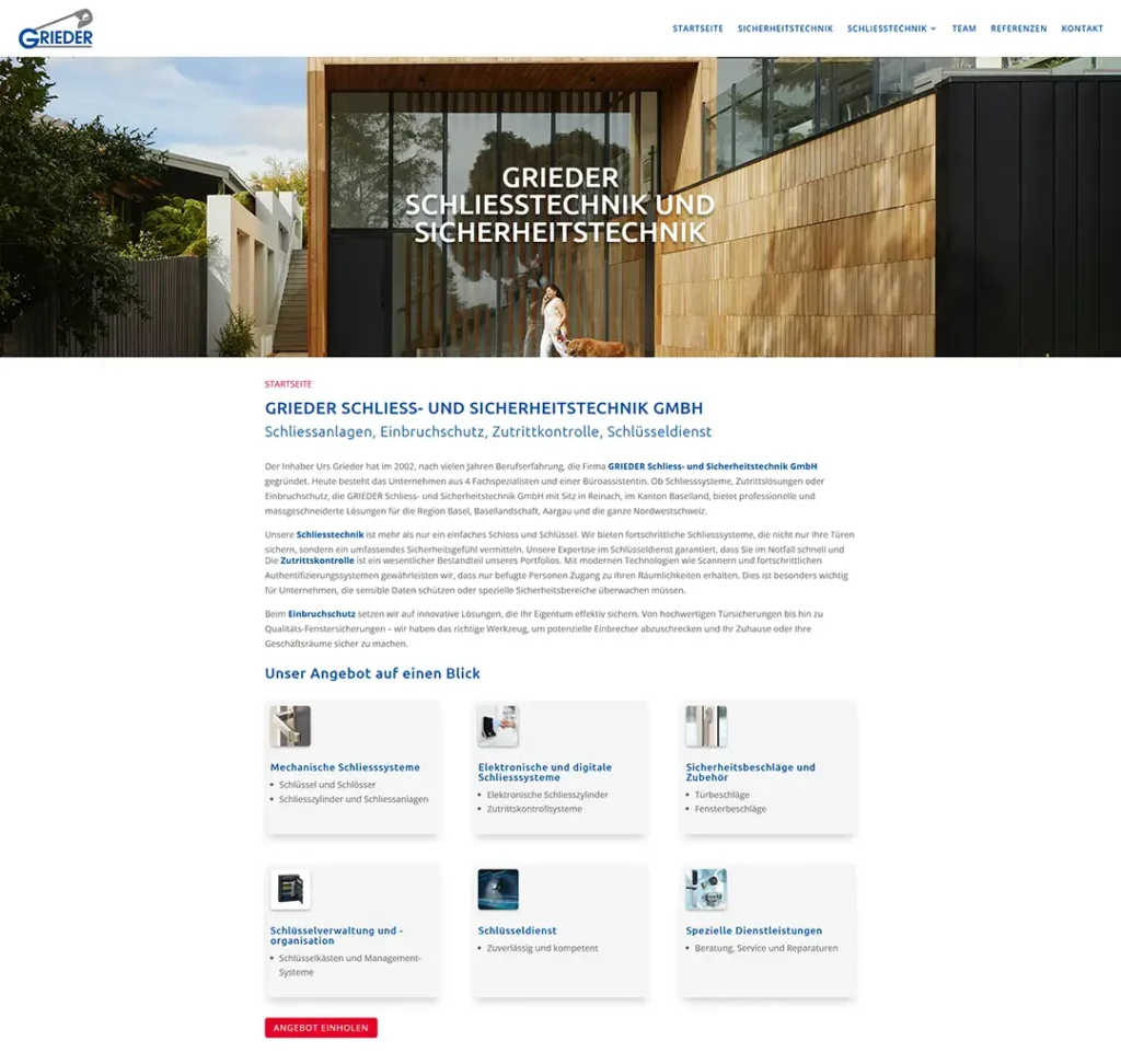 GRIEDER Schliess- und Sicherheitstechnik GmbH Webseite