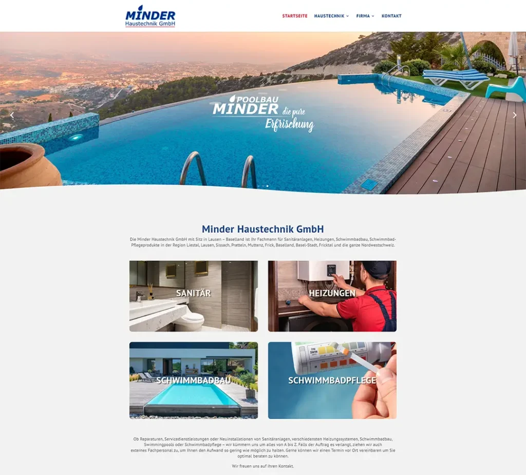 Minder Haustechnik GmbH Webseite